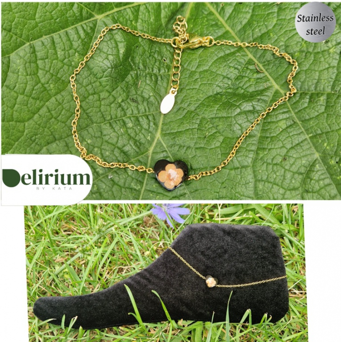 Brățară de gleznă oțel cu floare de prun [2]