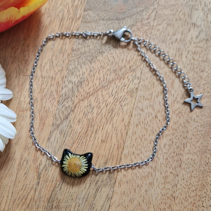 Brățară de gleznă oțel cu floarea de bănuți [3]