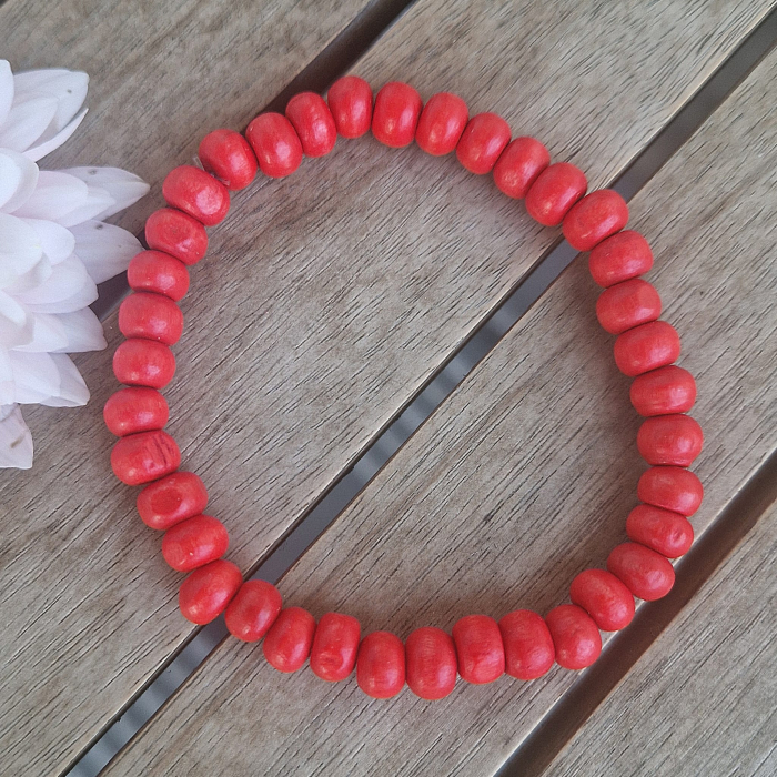 Brățară din lemn - roșu, 6 mm [2]