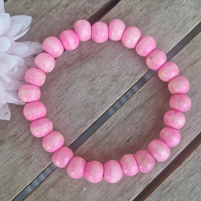 Brățară din lemn - roz, 8 mm [2]