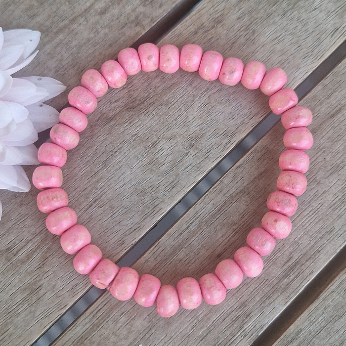 Brățară din lemn - roz, 6 mm [2]