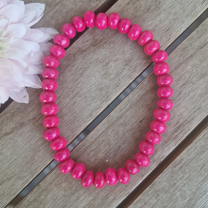 Brățară din lemn - roz, 6 mm [2]