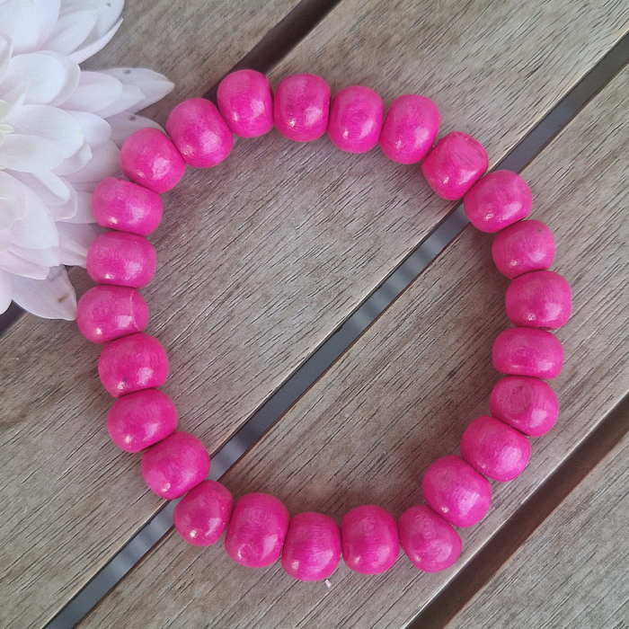 Brățară din lemn - roz, 8 mm [2]