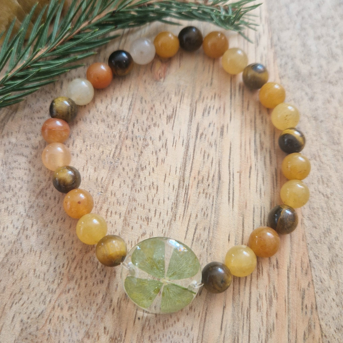 Brățară din Ochi de Tigru și Calcit Galben din sfere de 6mm – încheietură 16 cm [2]