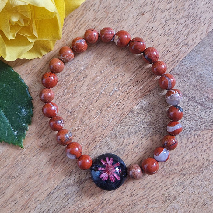 Vörös jáspis karkötő 6mm-es gyöngyökből – 15 cm csuklóméret [2]