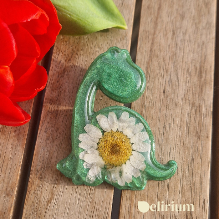Broșă cu margaretă - dinozaur [2]
