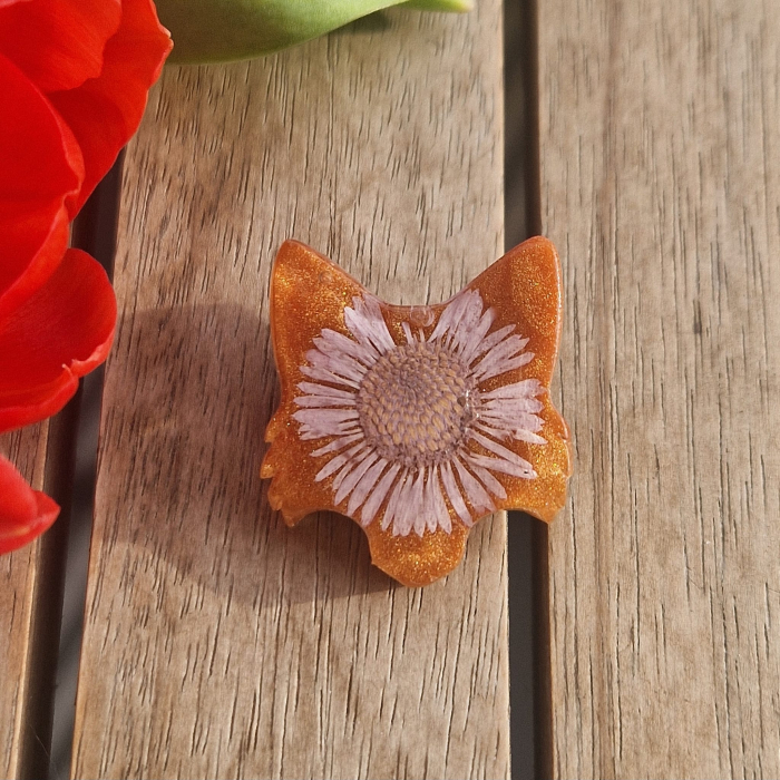 Broșă cu floarea de bănuți - vulpe [3]