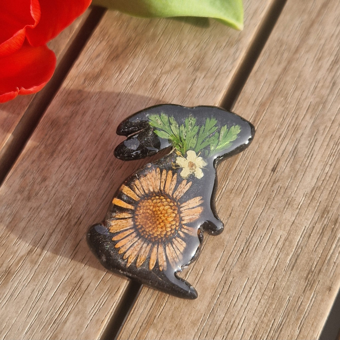 Broșă cu flori sălbatice - iepuraș [2]