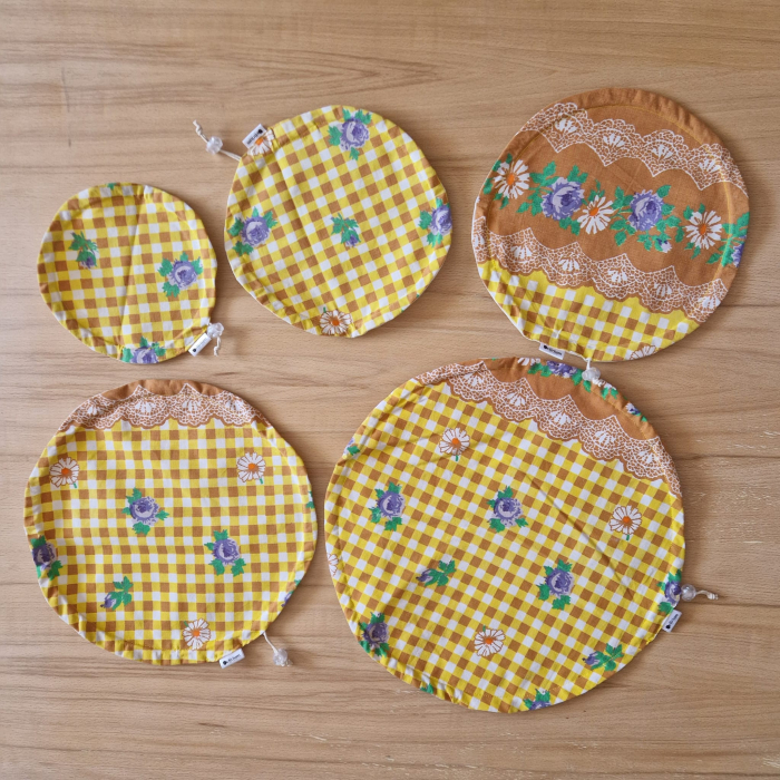 Capac textil pentru vase și farfurii - galben-maro [2]