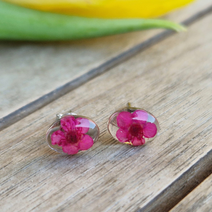 Cercei argint cu șurub cu flori de prun [4]