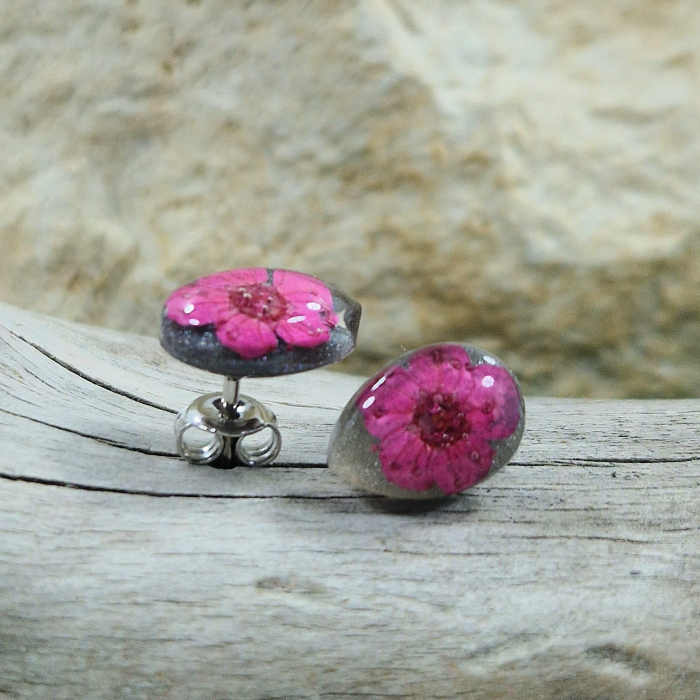 Szilvavirág ezüst pötty  fülbevaló [2]