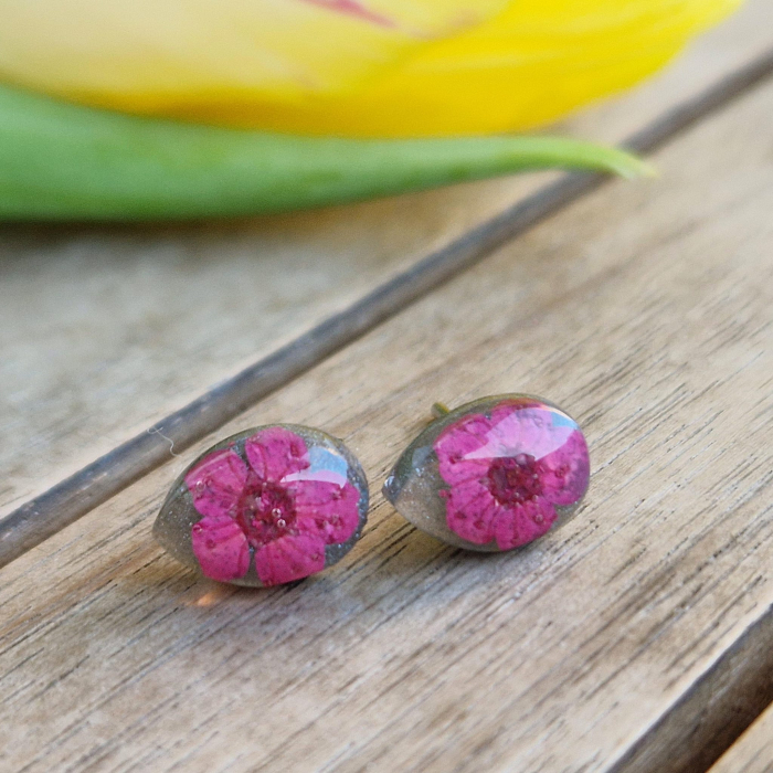 Szilvavirág ezüst pötty  fülbevaló [3]