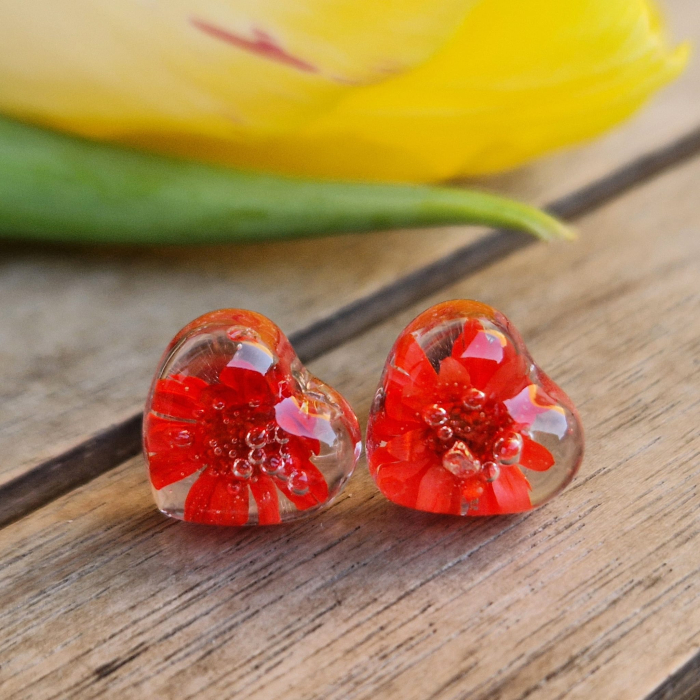 Cercei argint cu șurub cu flori de pai [4]