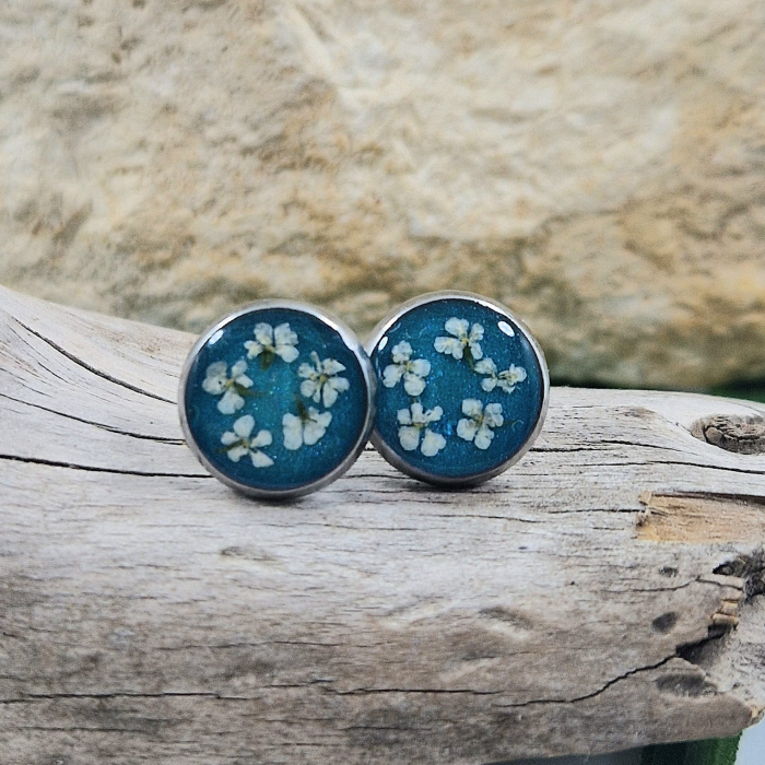 Cercei cu șurub din oțel cu flori de morcov [2]