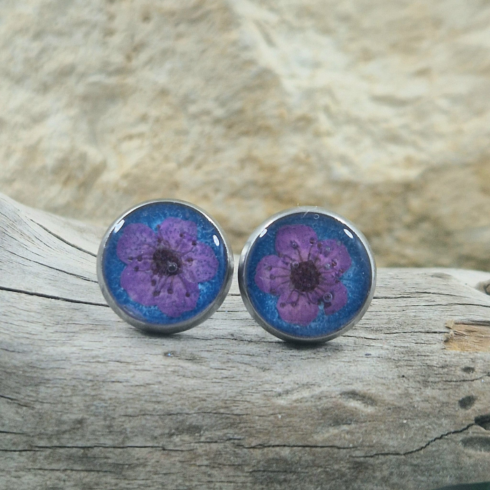 Cercei cu șurub din oțel cu flori de prun [2]