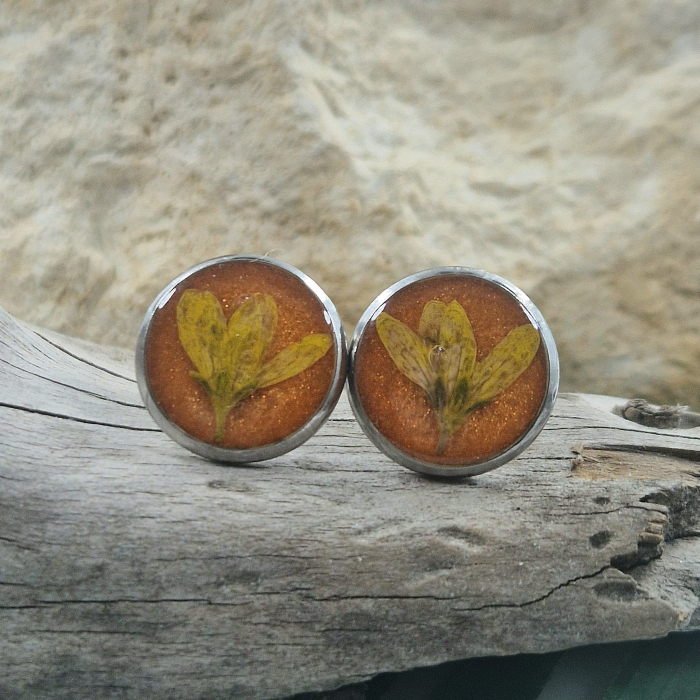 Cercei cu șurub din oțel cu flori sălbatice [2]