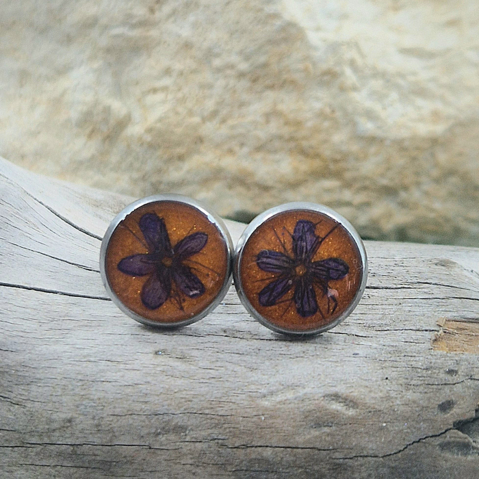 Cercei cu șurub din oțel cu flori sălbatice [2]