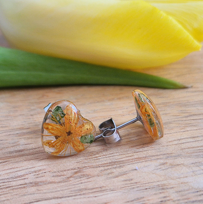 Cercei cu șurub din oțel cu flori sălbatice [3]