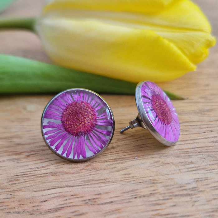 Cercei cu șurub din oțel cu flori de bănuți [4]