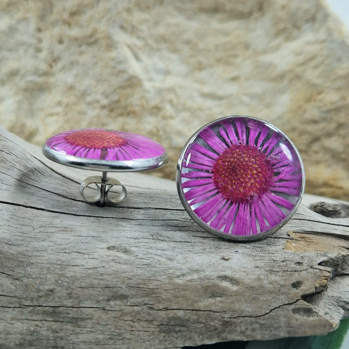 Cercei cu șurub din oțel cu flori de bănuți [2]