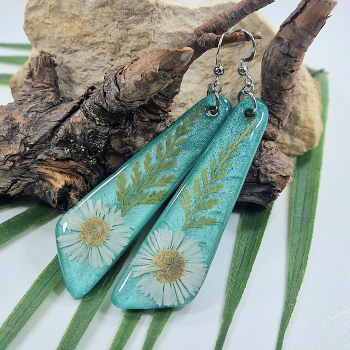 Páfrány és százszorszép acél fülbevaló [1]