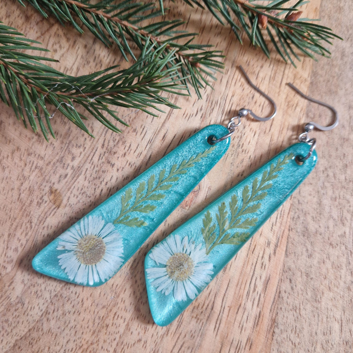 Páfrány és százszorszép acél fülbevaló [2]