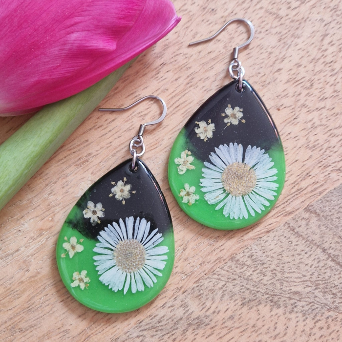 Cercei din oțel cu flori de bănuți [2]