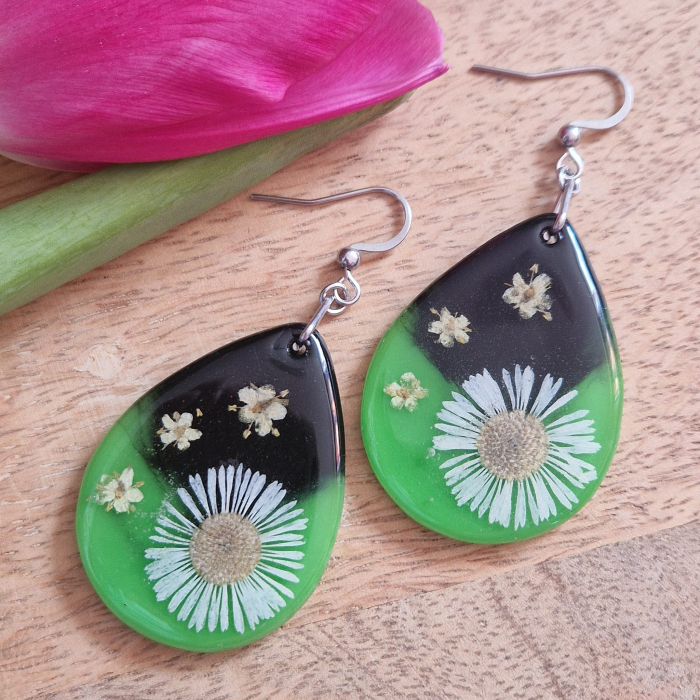 Cercei din oțel cu flori de bănuți [2]