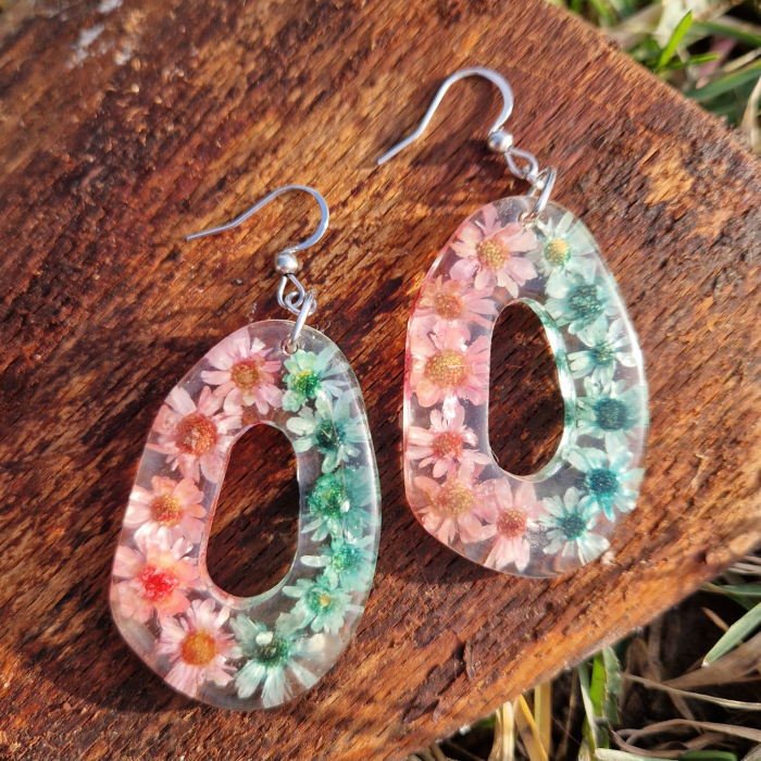 Cercei din oțel cu flori de pai [2]