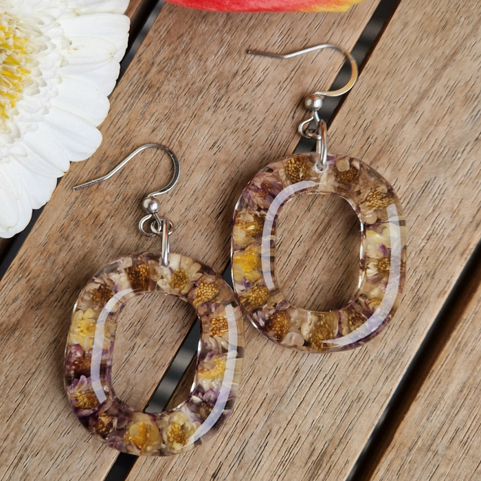 Cercei din oțel cu flori de pai [2]