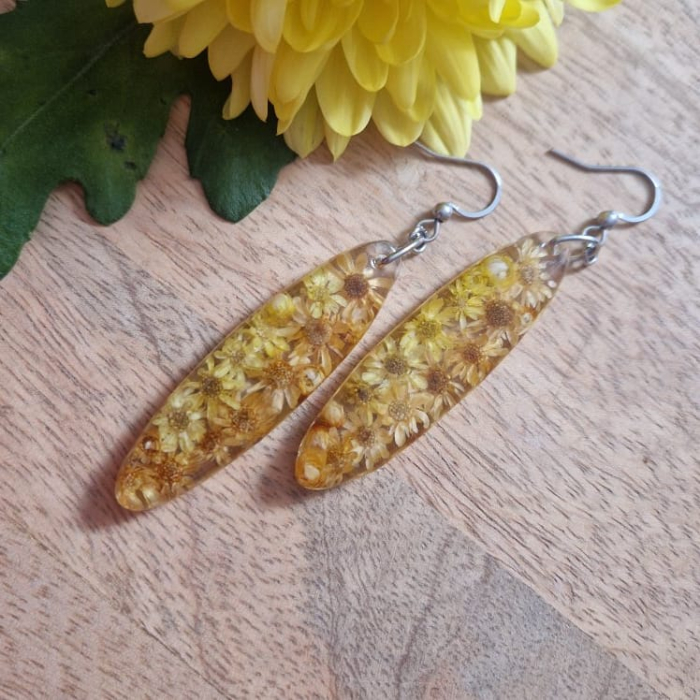 Cercei din oțel cu flori de pai [2]