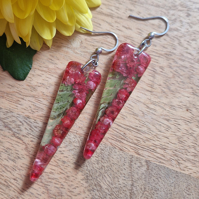 Szalmavirág  és páfrány acél fülbevaló [2]