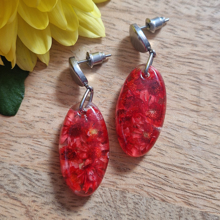 Cercei din oțel cu flori de pai [2]