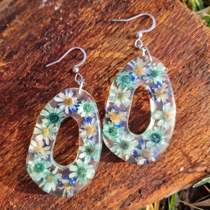 Cercei din oțel cu flori de pai [2]