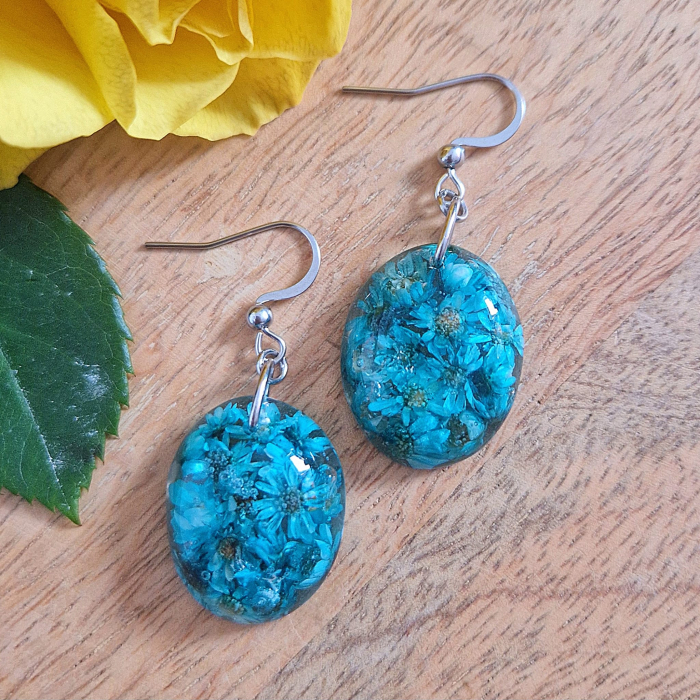 Cercei din oțel cu flori de pai [3]