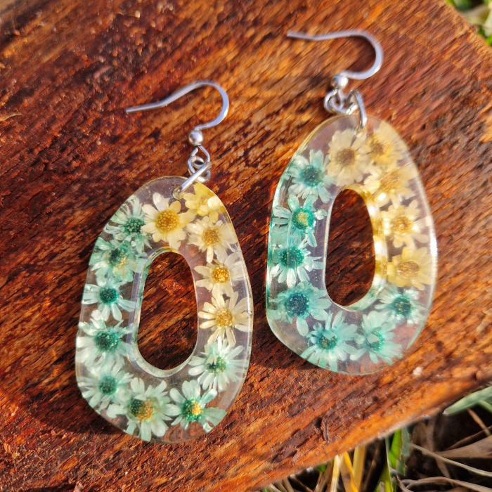 Cercei din oțel cu flori de pai [2]