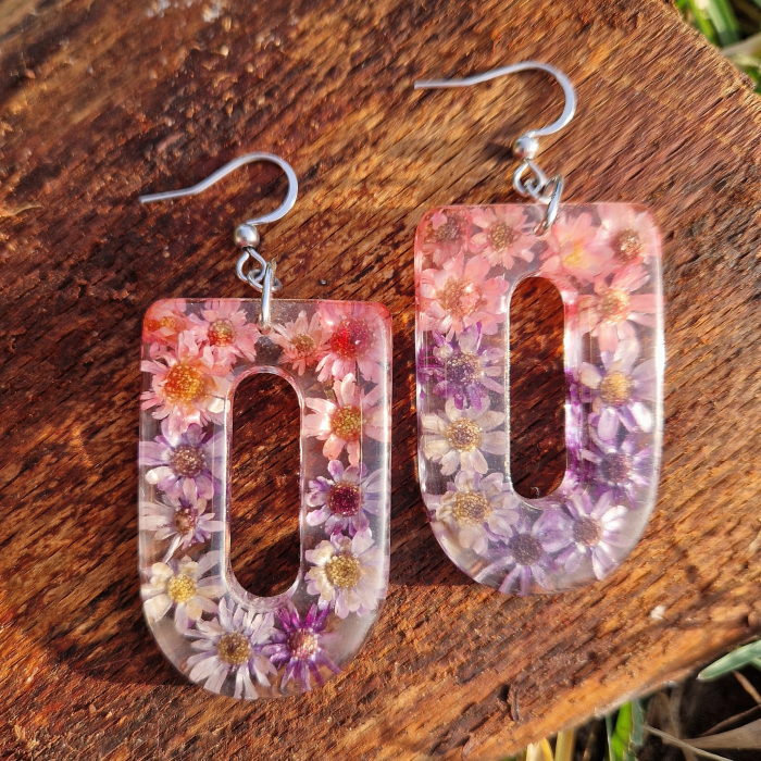 Cercei din oțel cu flori de pai [2]