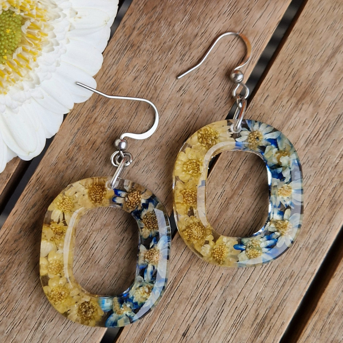 Cercei din oțel cu flori de pai [2]