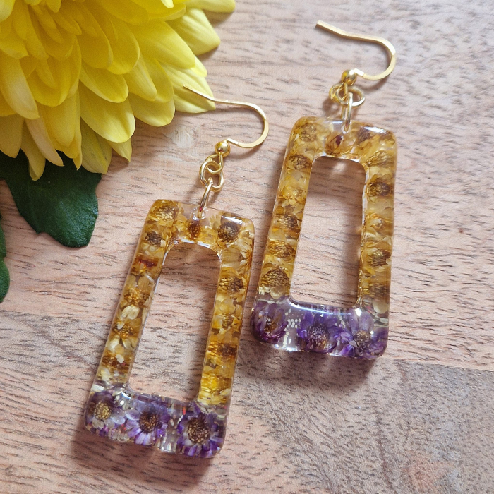 Cercei din oțel cu flori de pai [2]