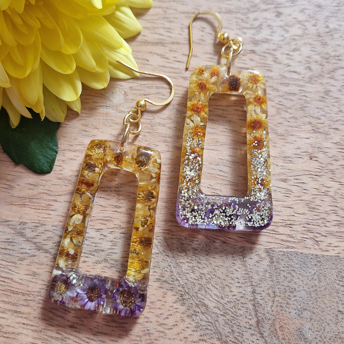 Cercei din oțel cu flori de pai [3]