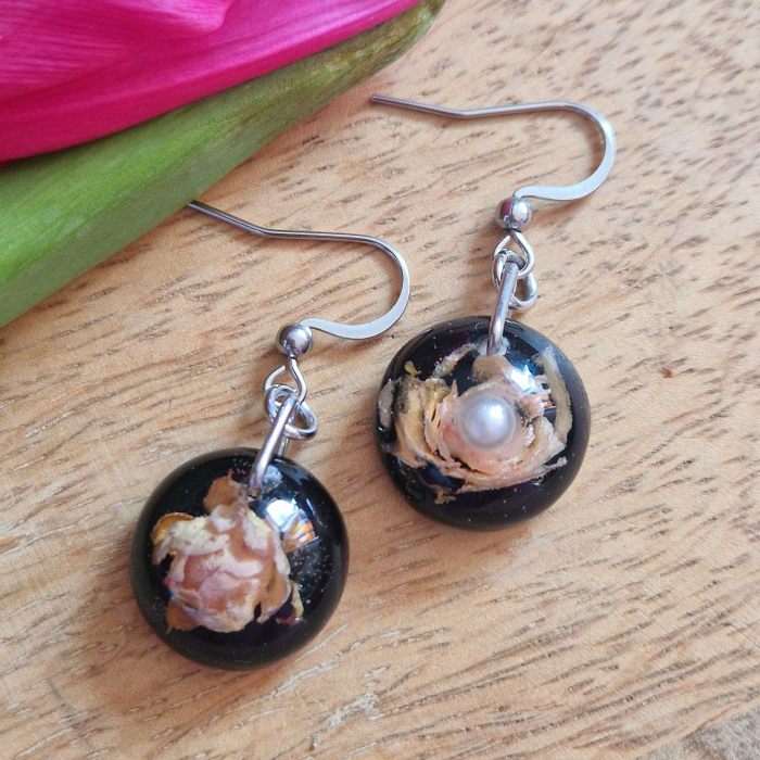 Cercei din oțel cu mini trandafir 3D [3]