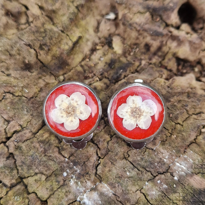 Cercei din oțel cu flori de prun - clips [4]