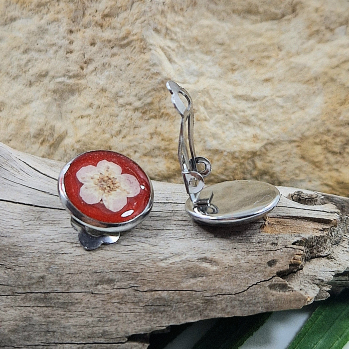 Cercei din oțel cu flori de prun - clips [1]