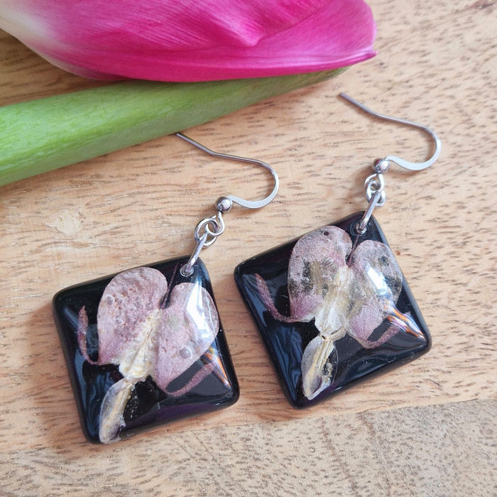 Cercei din oțel cu flori sălbatice 3D [2]