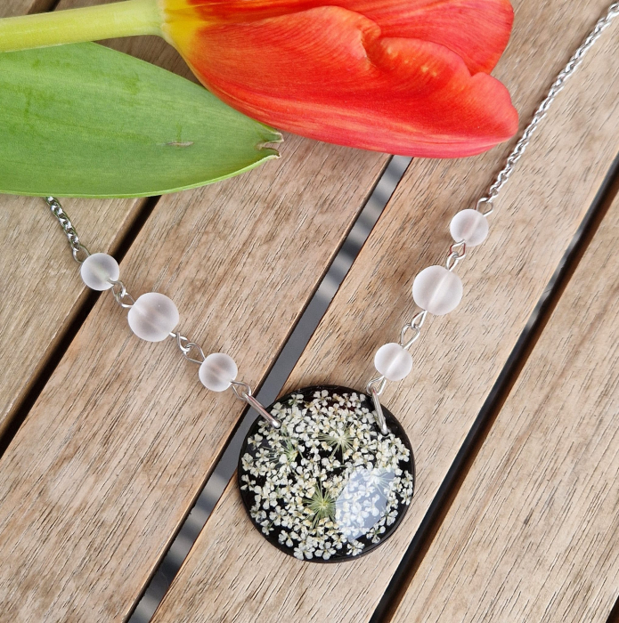 Colier oțel cu floarea de morcov și cristal de stâncă [2]