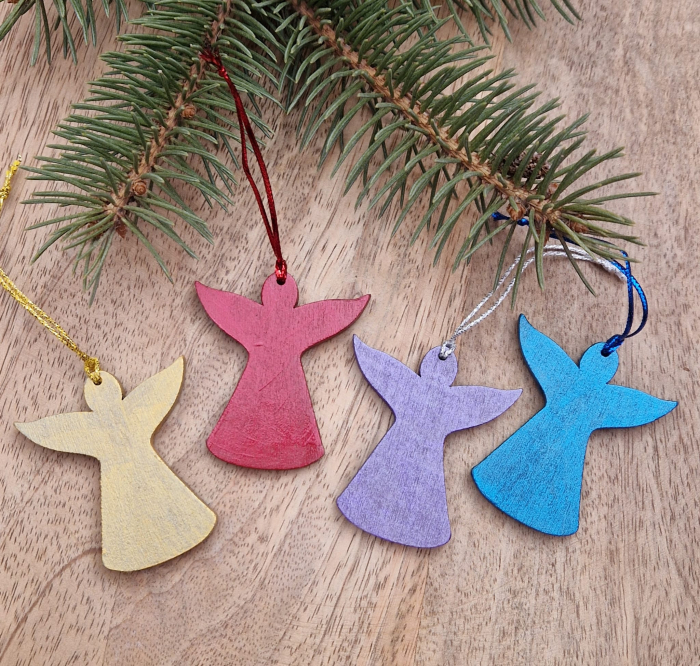 Decor de Crăciun - Îngerași din lemn cu flori naturale [3]