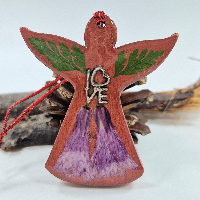 Karácsonyi angyaldísz – Igazi virágokkal, fából [1]