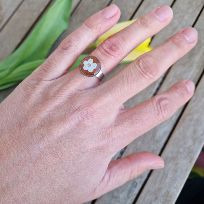 Inel oțel cu floarea de prun [3]
