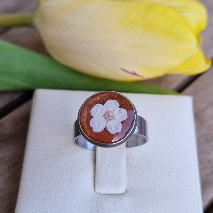 Inel oțel cu floarea de prun [2]