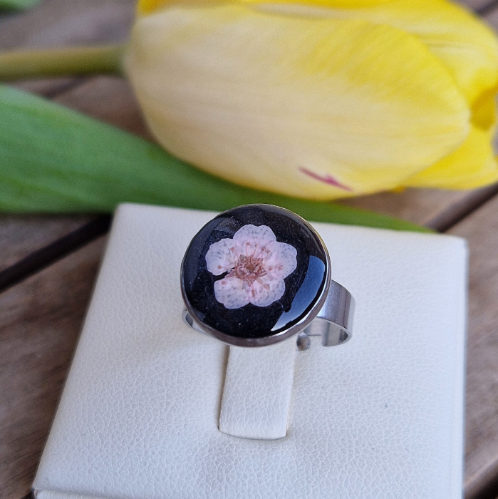 Inel oțel cu floarea de prun [3]